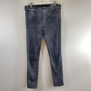 Rag and Bone Metallic Silver Coated High Rise Jean
